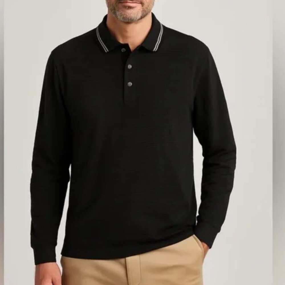 NEW Ted Baker Long Sleeve Polo Shirt | Black